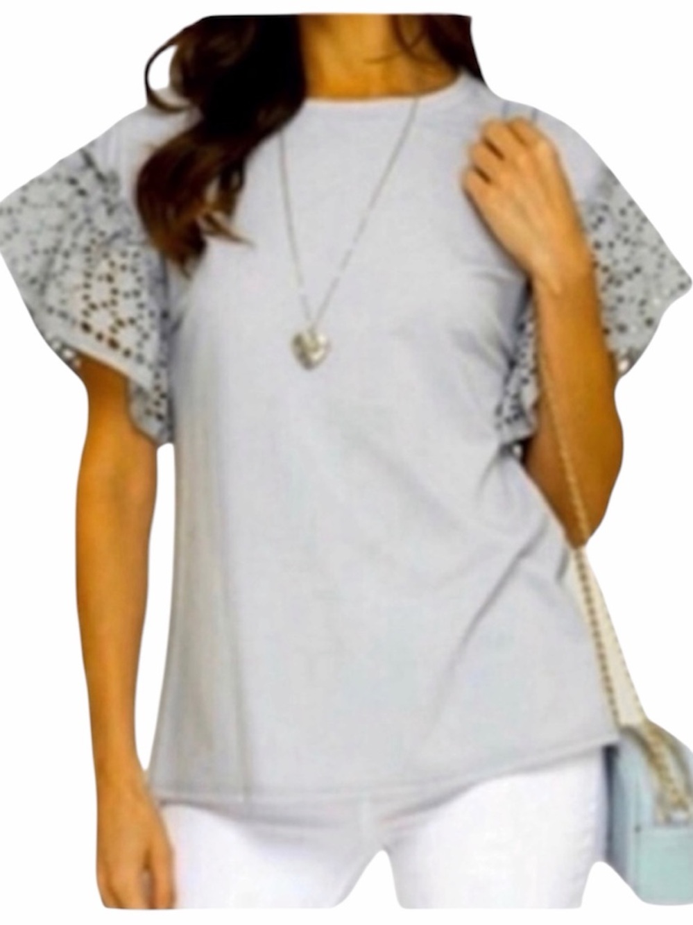 SHE AND SKY Ruffled eyelet t-shirt M